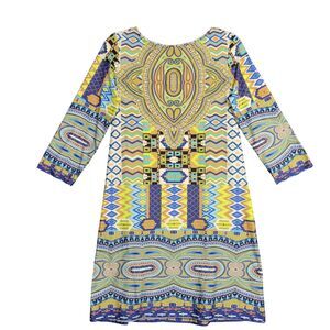 ISLE by MELIS KOZAN Artsy Psychedelic Funky Abstract Geometric Dress SIZE MEDIUM